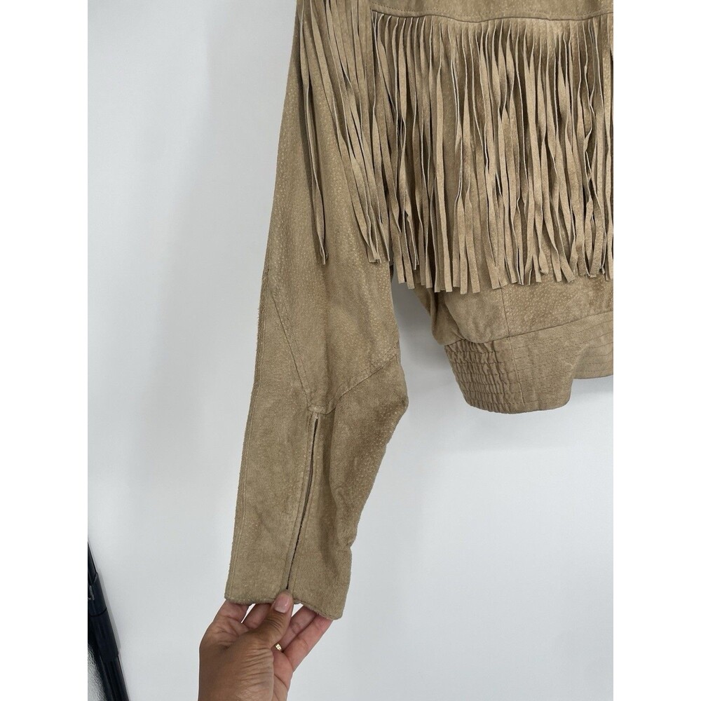 Vintage 80s Western Fringe Suede Leather Cropped Jacket Chia Boho Rodeo Cowgirl - Picture 15 of 16